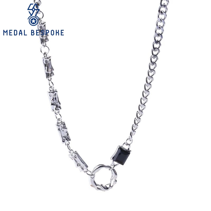 Customized Black Diamond and Personalized Shape Necklace — Medal Bespoke 1