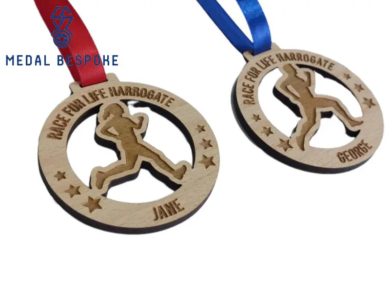 Wooden Running Medals Laser Cutting，Engraving，UV Printing，Polishing and Finishing - - Medal Bespoke 3