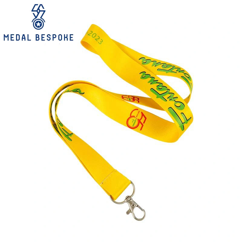 Customized Vibrant Yellow Logo Lanyard — Medal Bespoke 1