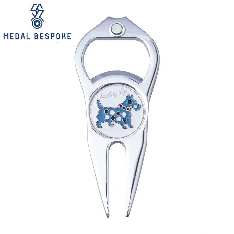 Customized Diamond-Studded Dog Shape Golf Fork— Medal Bespoke 1