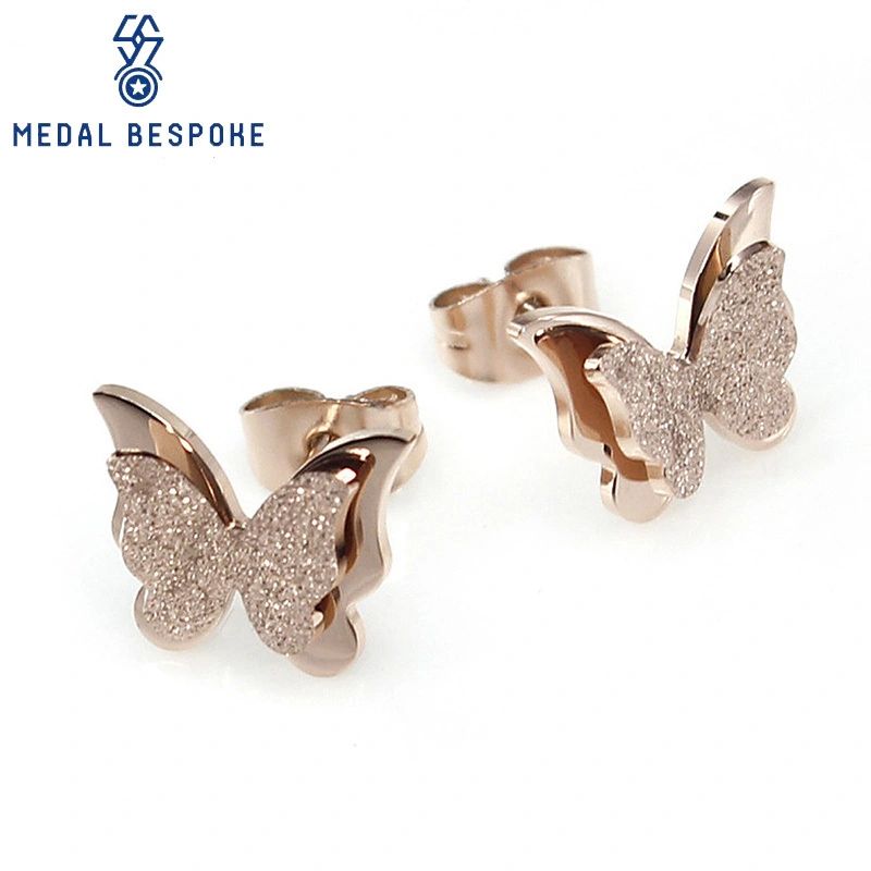 Customized Glitter Butterfly Design Earrings— Medal Bespoke 1