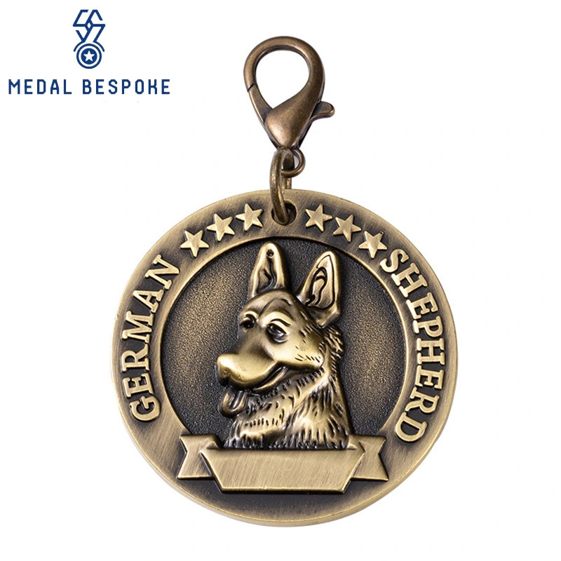 Targhette per cani personalizzate con design in bronzo antico - Medaglia su misura 1