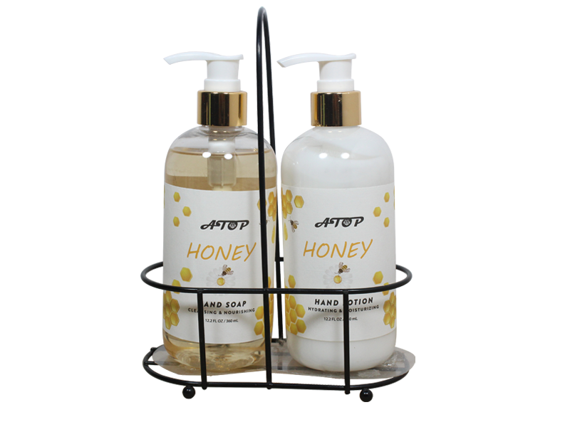 Honey Hand Care Duo Including Hand Soap & Hand Lotion in Iron Basket - Lily Bath 1