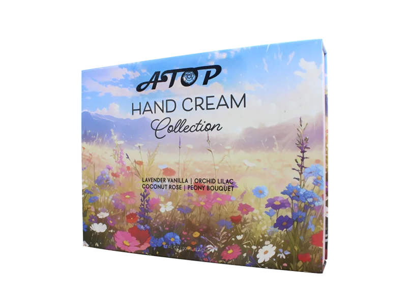 مجموعه لوکس ۴ عطر کرم دست با جعبه هدیه مقوایی مغناطیسی قابل بازیافت 1