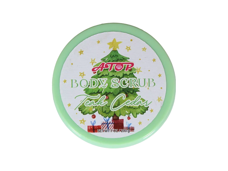 Teak Cedar Body Scrub Jar - 7 oz Kerstthema Exfoliator voor een gladde, gehydrateerde huid 1