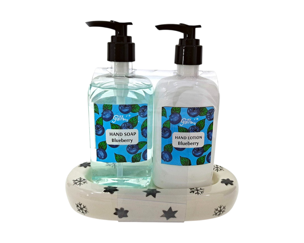 Blueberry Hand Soap & Lotion Set with Tray 1