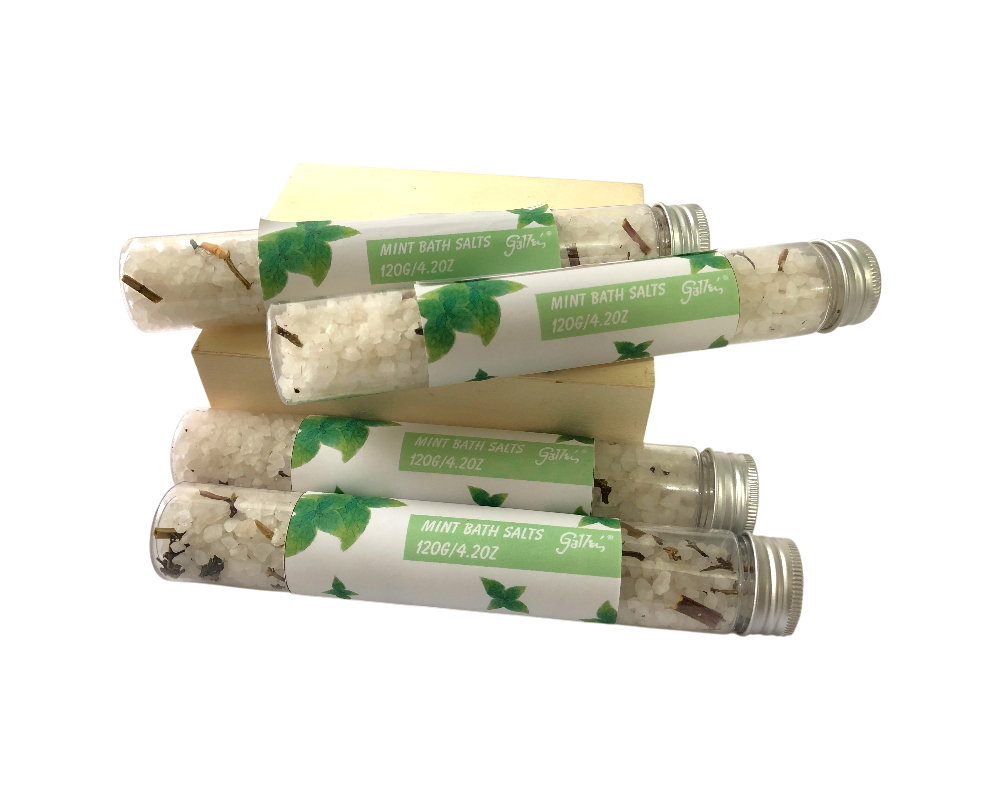 Sali da bagno aromaterapici alla menta da 120 g in bottiglia di plastica a prova di perdite per uso in confezione famiglia 2
