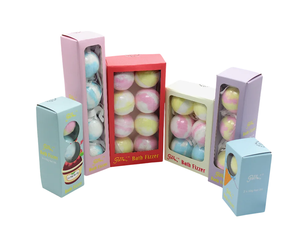 Conjunto de presente exclusivo de bombas de banho efervescentes coloridas em várias camadas - bombas de banho de luxo feitas à mão em caixa de janela 1