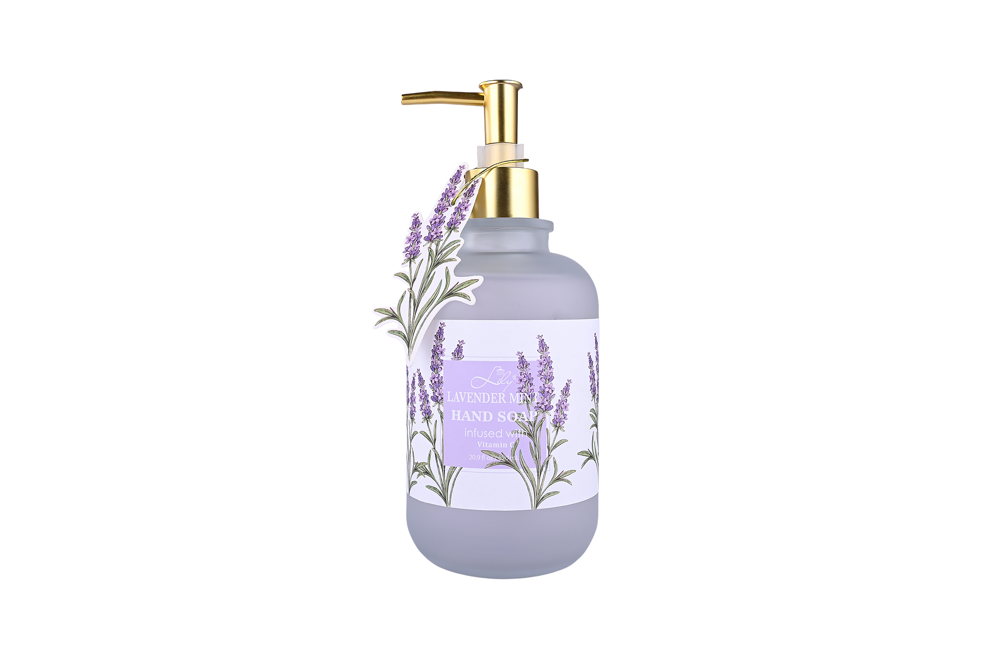 Lavender Mint Hand Soap Infused with Vitamin C Refreshing & Nourishing Formula in Elegant Glass Bottle - Lily Bath 1