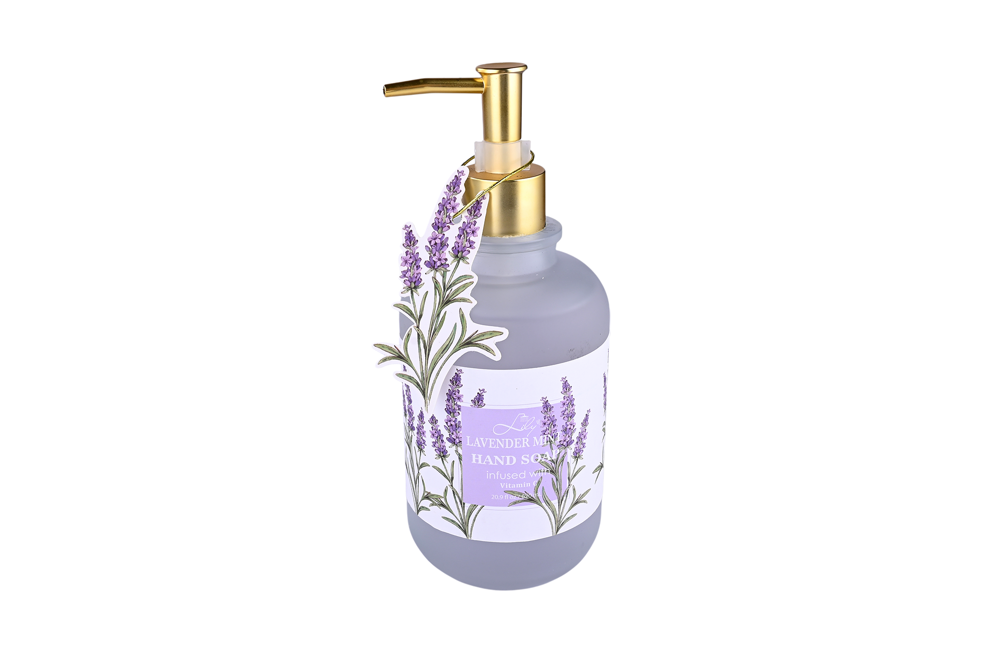 Lavender Mint Hand Soap Infused with Vitamin C Refreshing & Nourishing Formula in Elegant Glass Bottle - Lily Bath 3