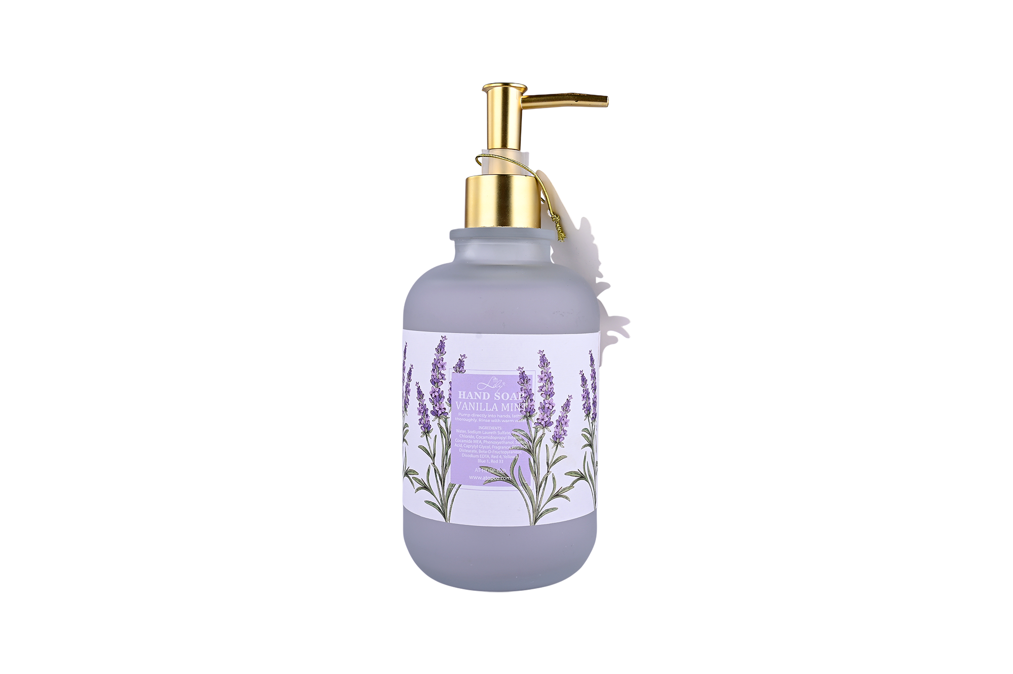Lavender Mint Hand Soap Infused with Vitamin C Refreshing & Nourishing Formula in Elegant Glass Bottle - Lily Bath 2