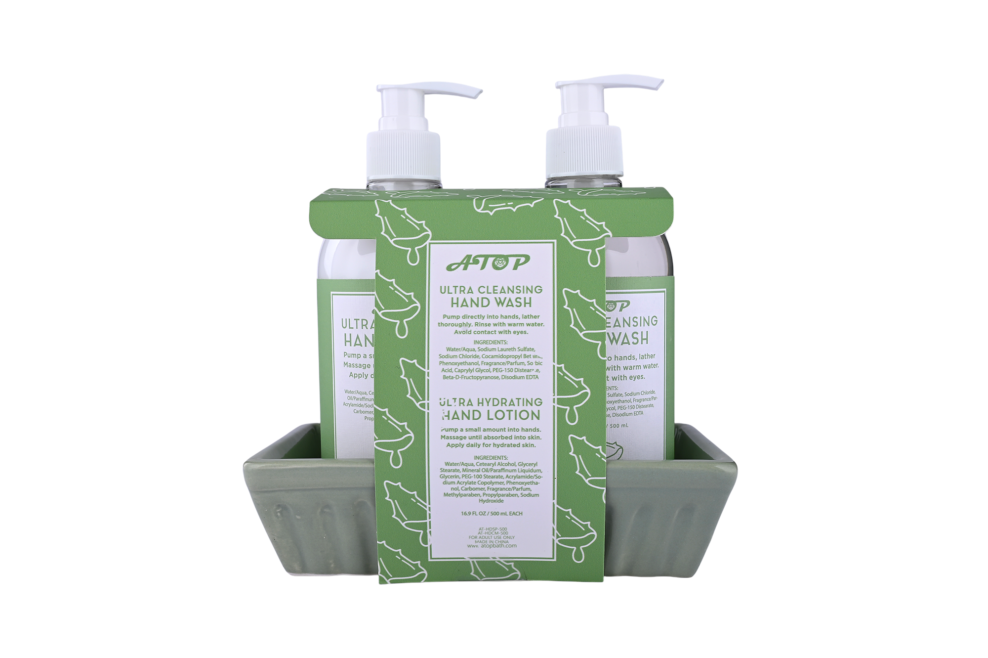 Coffret luxueux de savon et lotion pour les mains à l'aloe vera, présenté sur un plateau en céramique. Ultra nettoyant et hydratant, il est idéal pour le soin des mains. Cadeau parfait - Lily Bath 3