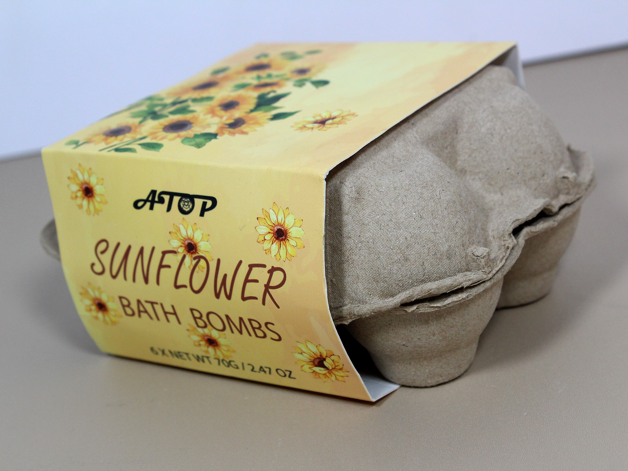 6 Pieces Egg Shaped Sunflower Fragrance Bath Bomb Set in Egg Box - Lily Bath 3