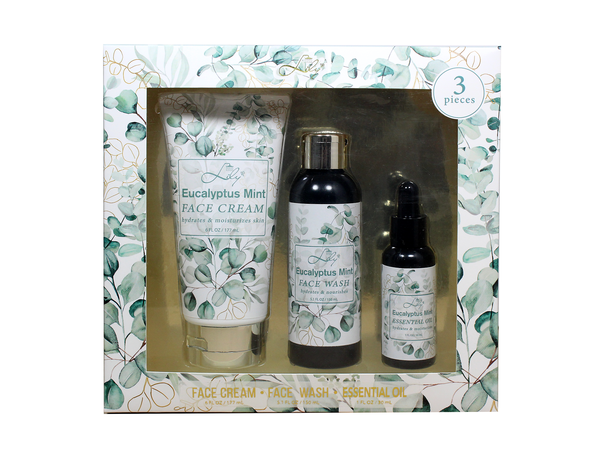 Conjunto de cuidados com a pele eucalipto e menta
