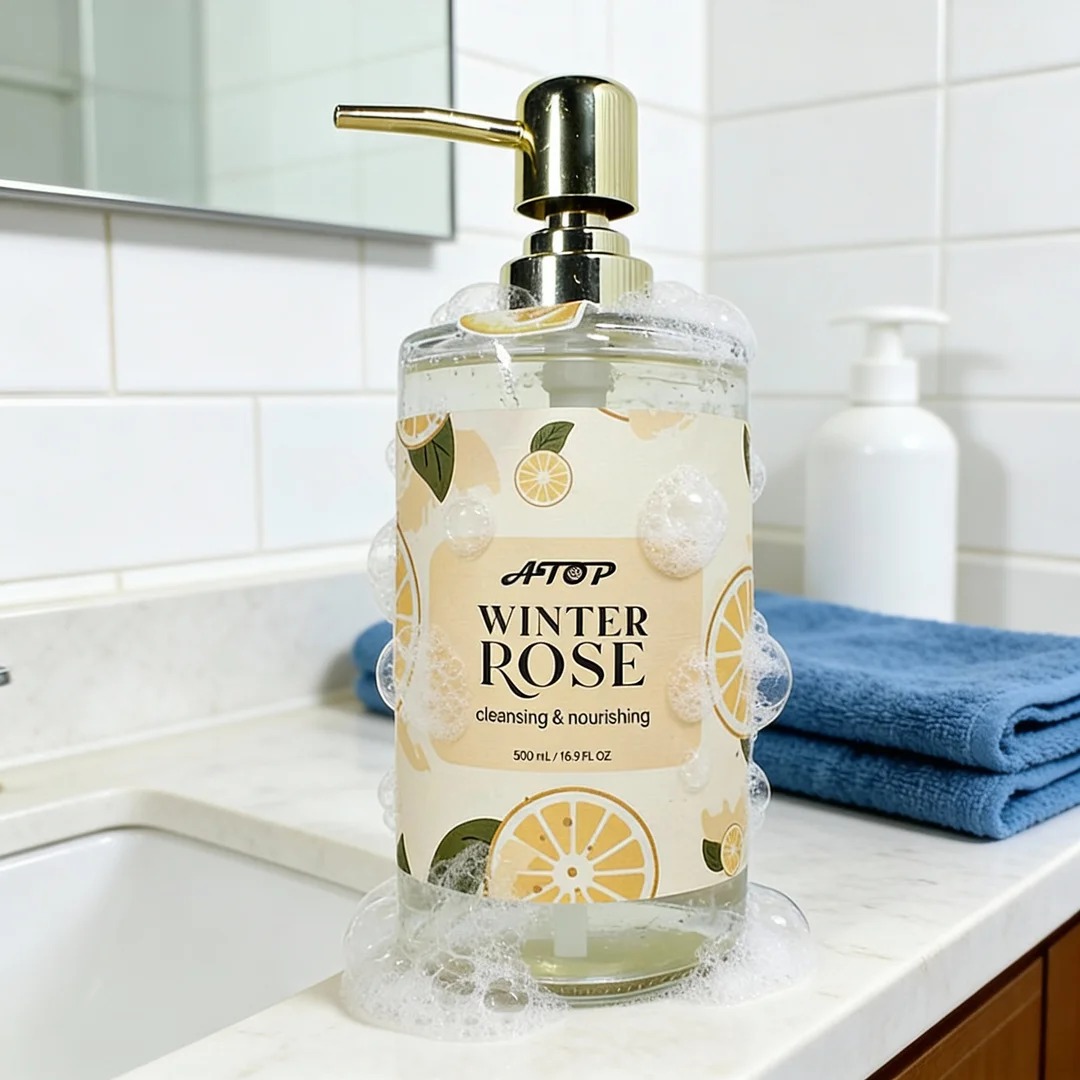 Winter Rose Elegance handzeep in glazen fles - 500 ml | Hydraterende en geurige wintergeur 2