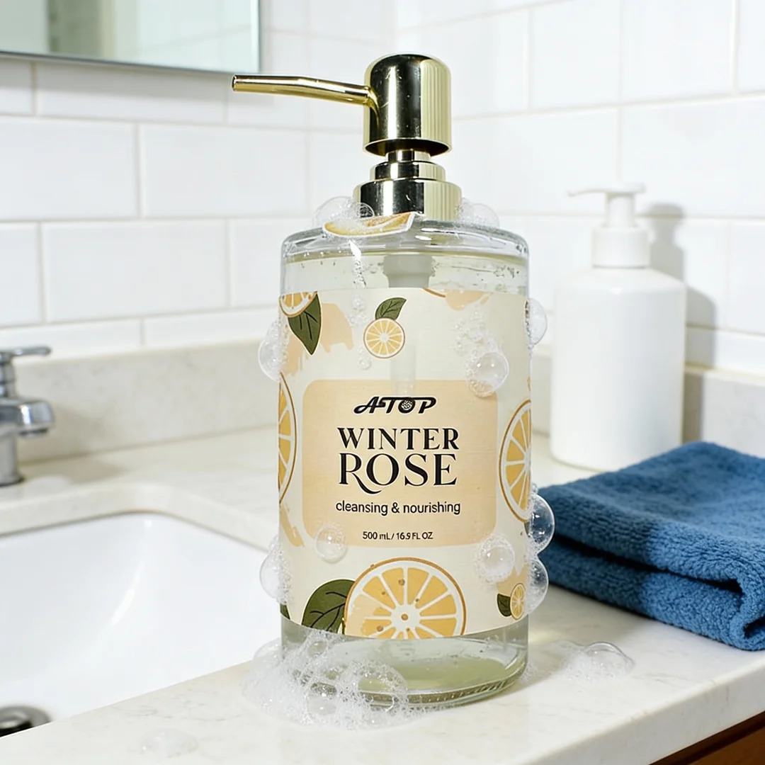 Winter Rose Elegance handzeep in glazen fles - 500 ml | Hydraterende en geurige wintergeur 1