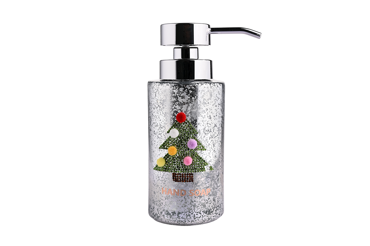 Christmas Festival Bathroom Decor Hand Soap Dispenser - Luxury Glitter Snowflake & Tree Design with Silver Pump 3
