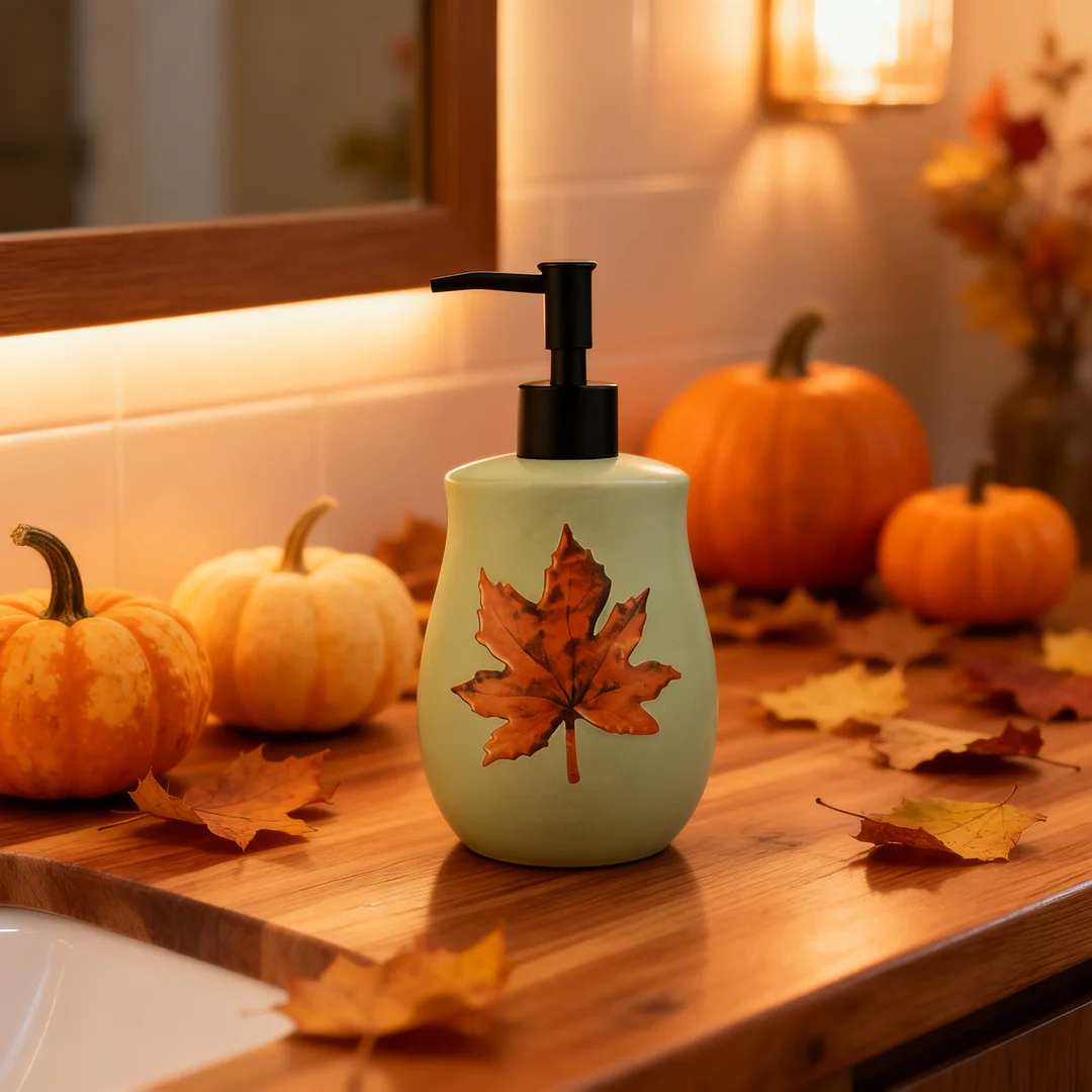 Autumn Maple Leaf Foaming Hand Soap - Moisturizing Hand Wash with Decorative Fall Leaf Bottle for Bathroom & Kitchen 2