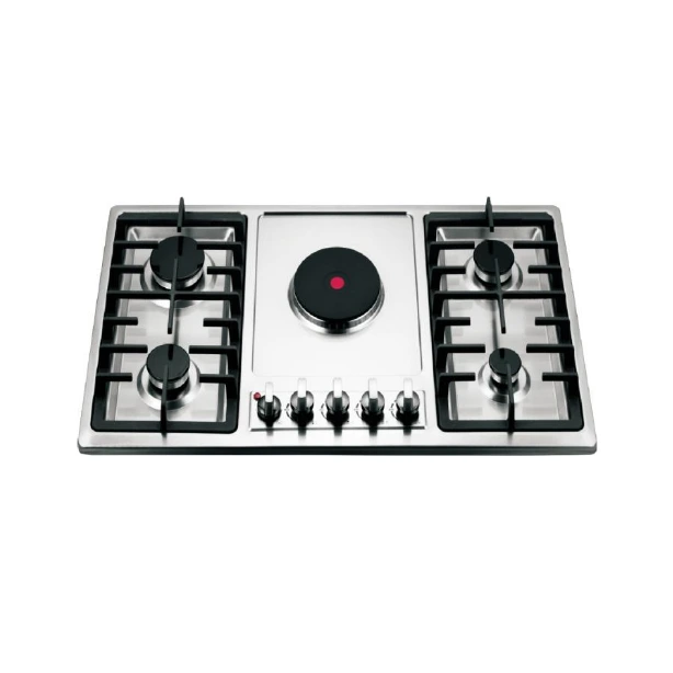 Estufa de gas Xuele de acero inoxidable de 4 fuegos & 1 placa calefactora DT-G5-1700 1