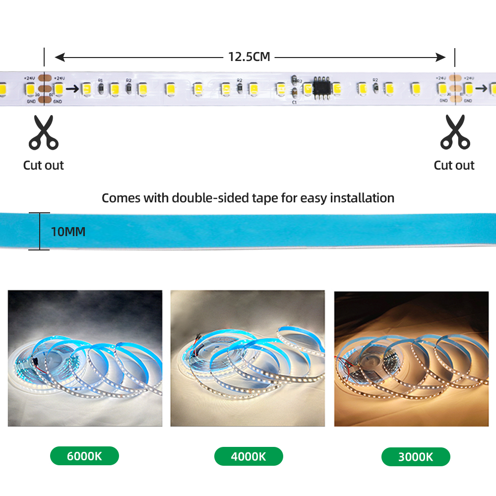 led 24v smart strip light 12v running changing led flexible tape lights 6