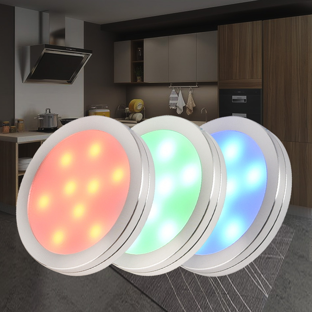Adjustable RGB LED Puck Lights with Remote Control - Wholesale 12V Cabinet Light for RV Wardrobe Bathroom 1