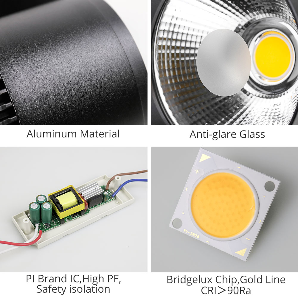 Luz de pista lineal LED, ángulo de haz ajustable, sistema de iluminación de pista LED, foco con cabezal móvil 7