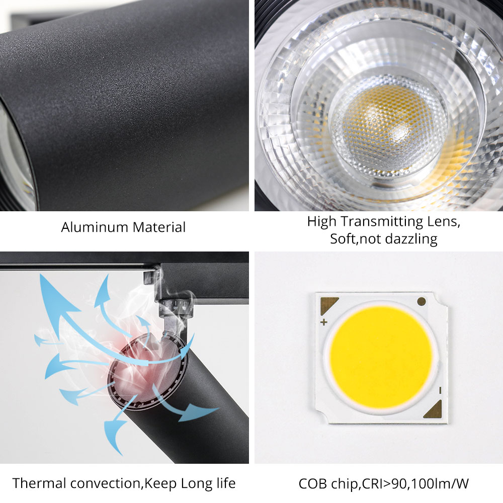 Focos montados en superficie modernos, luz de pista ajustable COB de 10W/luz de pista/iluminación LED de pista 7