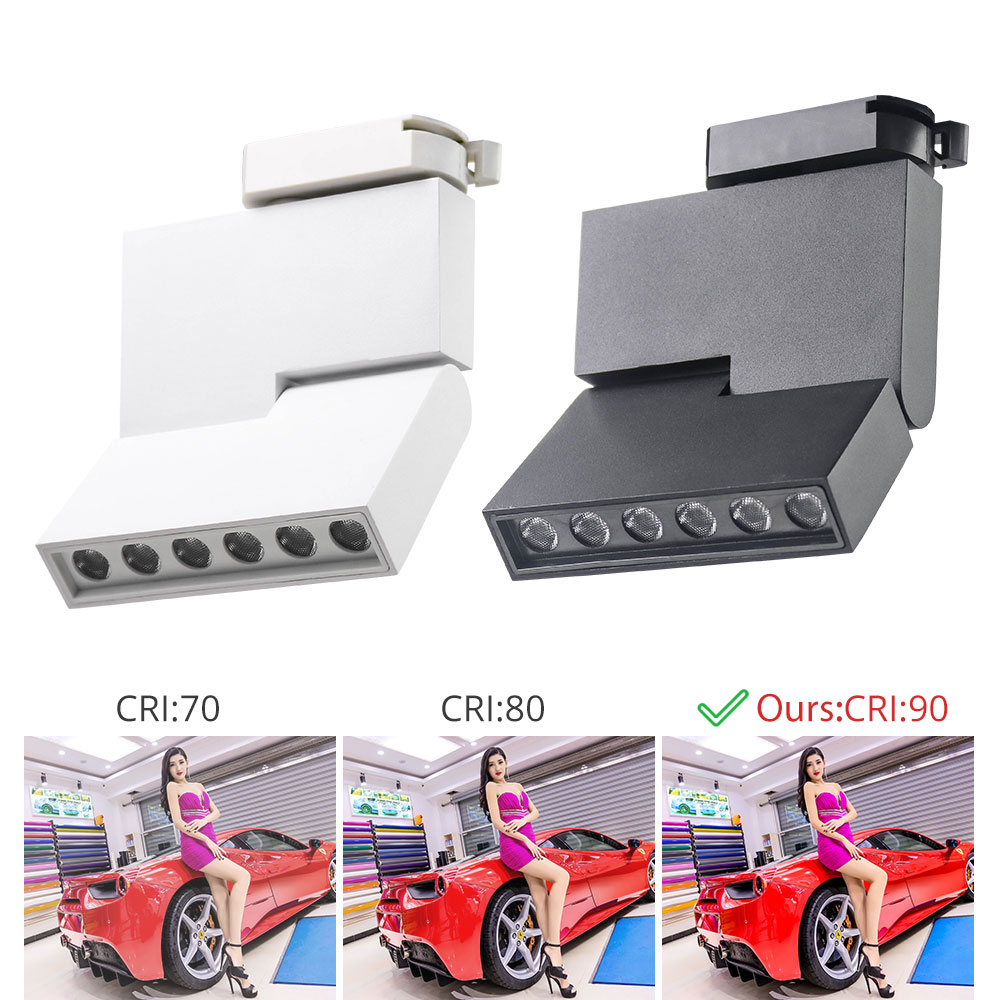Foco llevado ajustable de la iluminación del carril de la luz de la pista de la iluminación moderna cuadrada del carril de 12W 24W 4