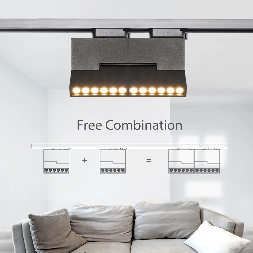 12W 24W Square Modern Track Lighting Регулируемый светодиодный прожектор освещения рельсового пути 1