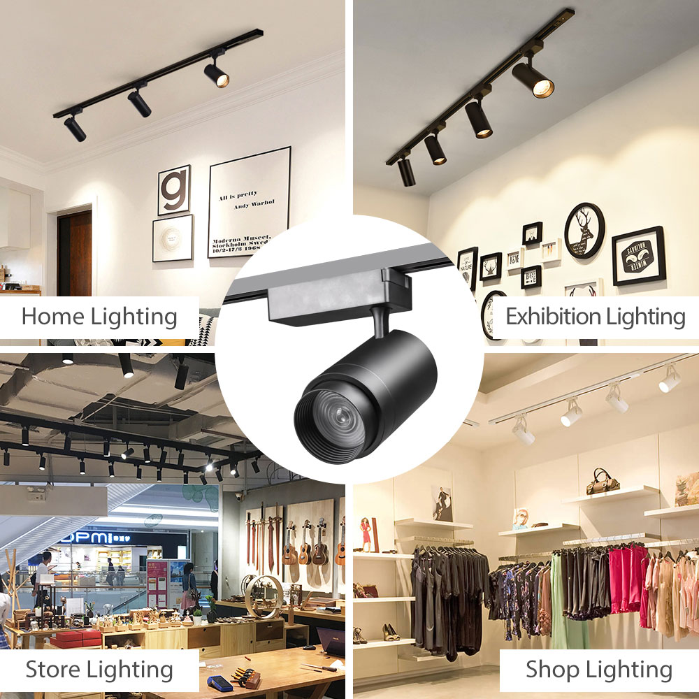 Projecteur d'intérieur à tête mobile réglable en aluminium noir, éclairage sur Rail LED zoomable de 20w pour salle d'exposition de projets 9