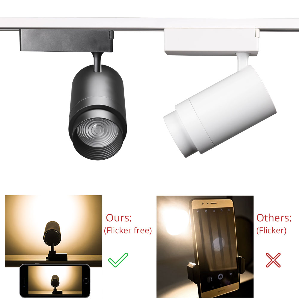 Projecteur d'intérieur à tête mobile réglable en aluminium noir, éclairage sur Rail LED zoomable de 20w pour salle d'exposition de projets 4