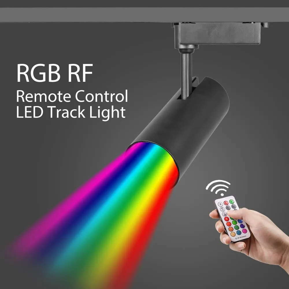 Éclairage sur rail Led avec télécommande RF 18W 30W, rvb, variable, 4 fils, 3 phases, pour éclairage Commercial intérieur 1
