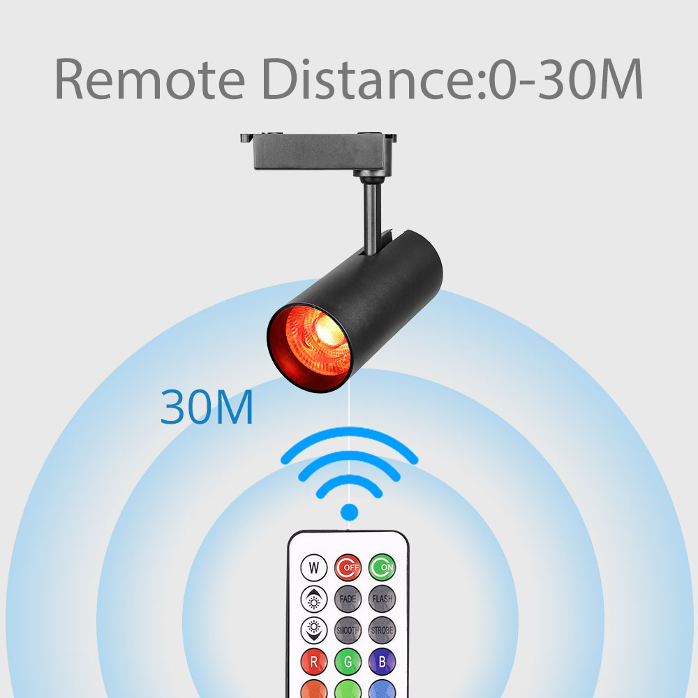18W 30W RF Control remoto RGB regulable 4 cables luz de pista Led trifásica para iluminación comercial interior 5