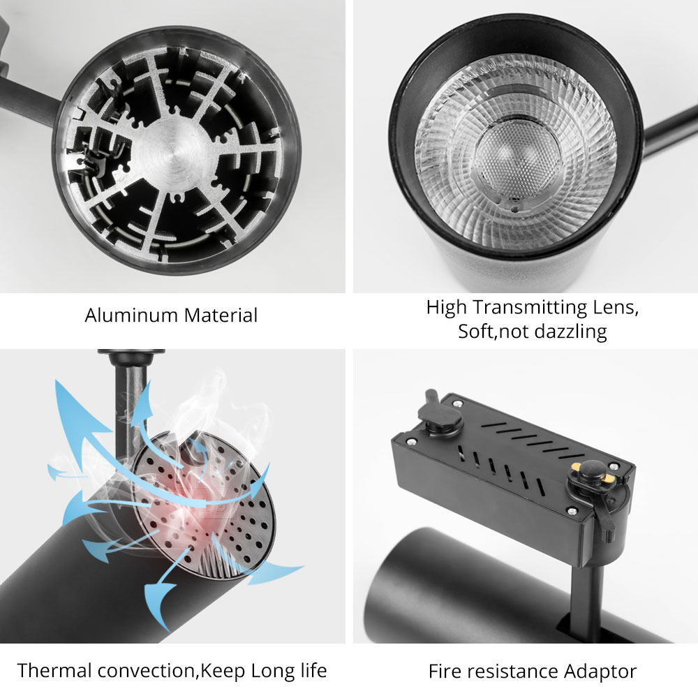 18W 30W RF Control remoto RGB regulable 4 cables luz de pista Led trifásica para iluminación comercial interior 6