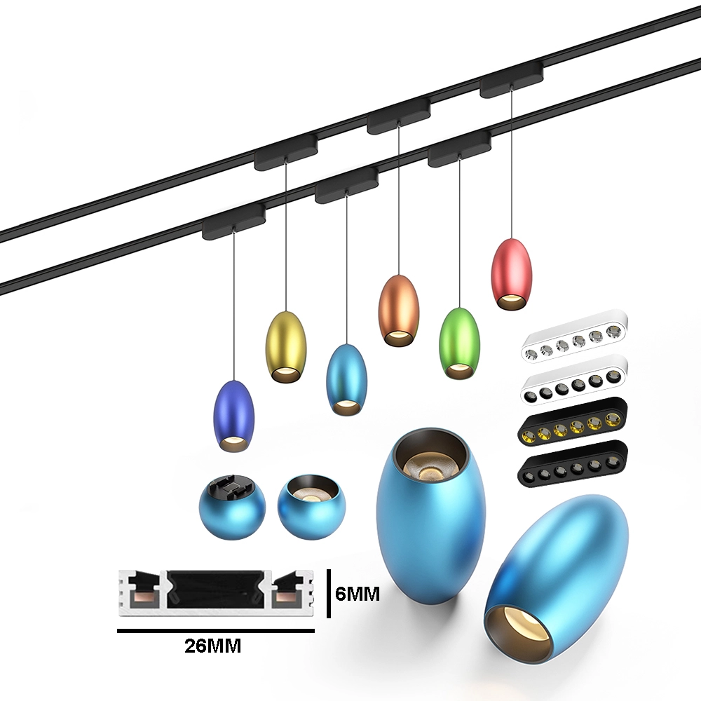 Iluminación de pista magnética empotrada inteligente ultradelgada Tuya zigbee 48V sistema de iluminación de foco de pista magnético blanco LED delgado 1