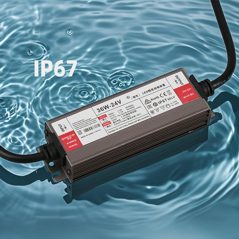 CE RoHS 12V 24V Waterproof LED Strip Light Power Supply IP67 3 Year Warranty Wide Voltage Input 1