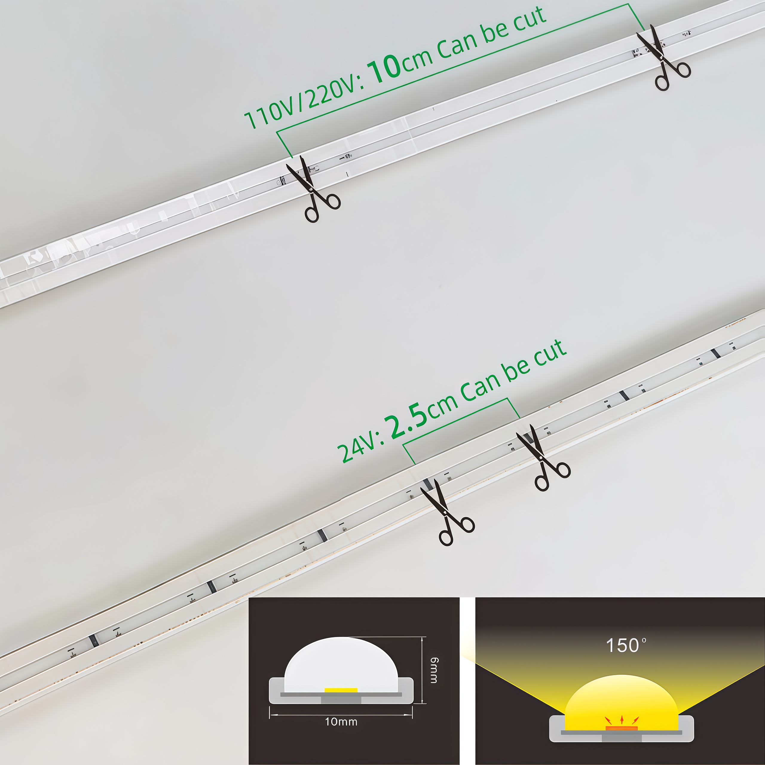 Tira LED de silicona resistente al agua IP68 de alta durabilidad para uso en interiores y exteriores 5