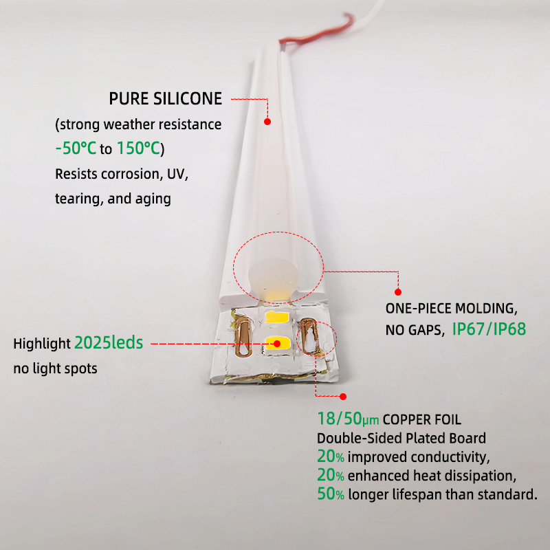 Tira de luces LED de silicona de alta transmitancia, 110 V, 220 V, 24 V, IP68, resistente al agua, 30 m, sin caída de tensión. 4