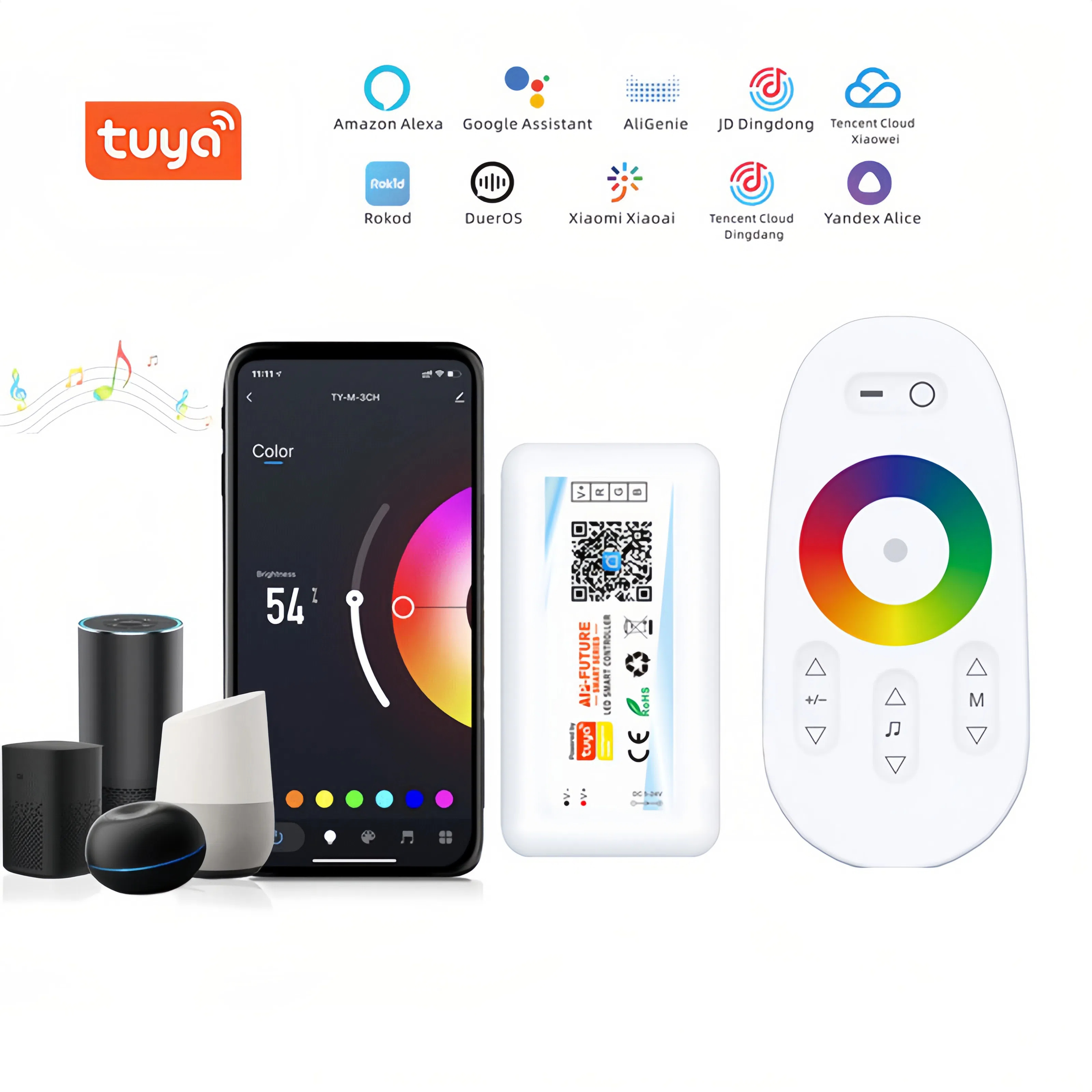 Smart Tuya WiFi LED Controller DC12-24V Wins Alexa & Google Support 1