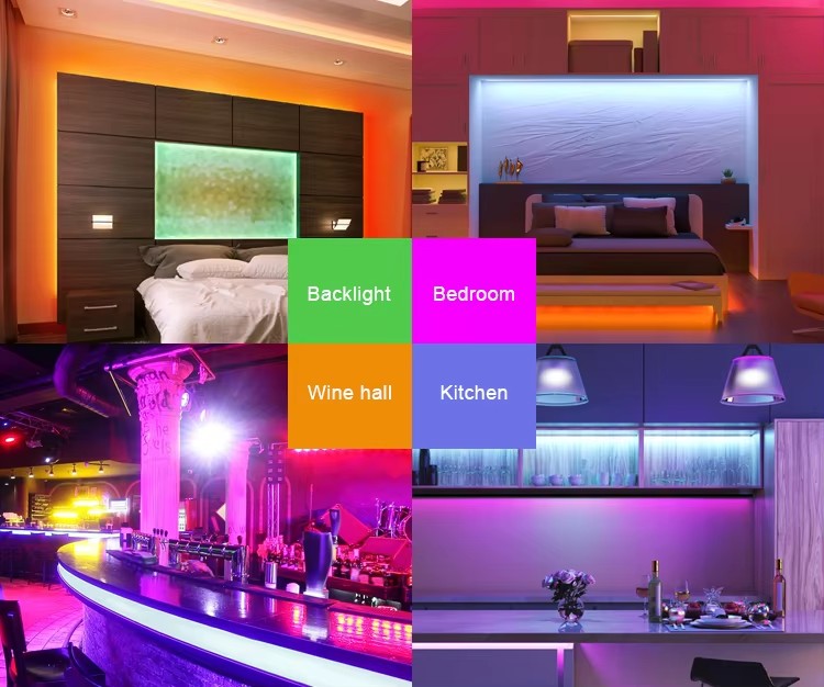 Светодиодные ленты RGB для креативного домашнего освещения, гибкая резка, интеллектуальная регулировка цвета и яркости 9