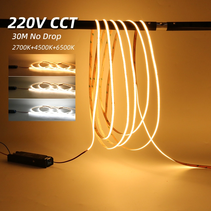 CCT Adjustable 2700K–6500K COB LED Strip Factory | 220V Tunable White Lighting Manufacturer 1