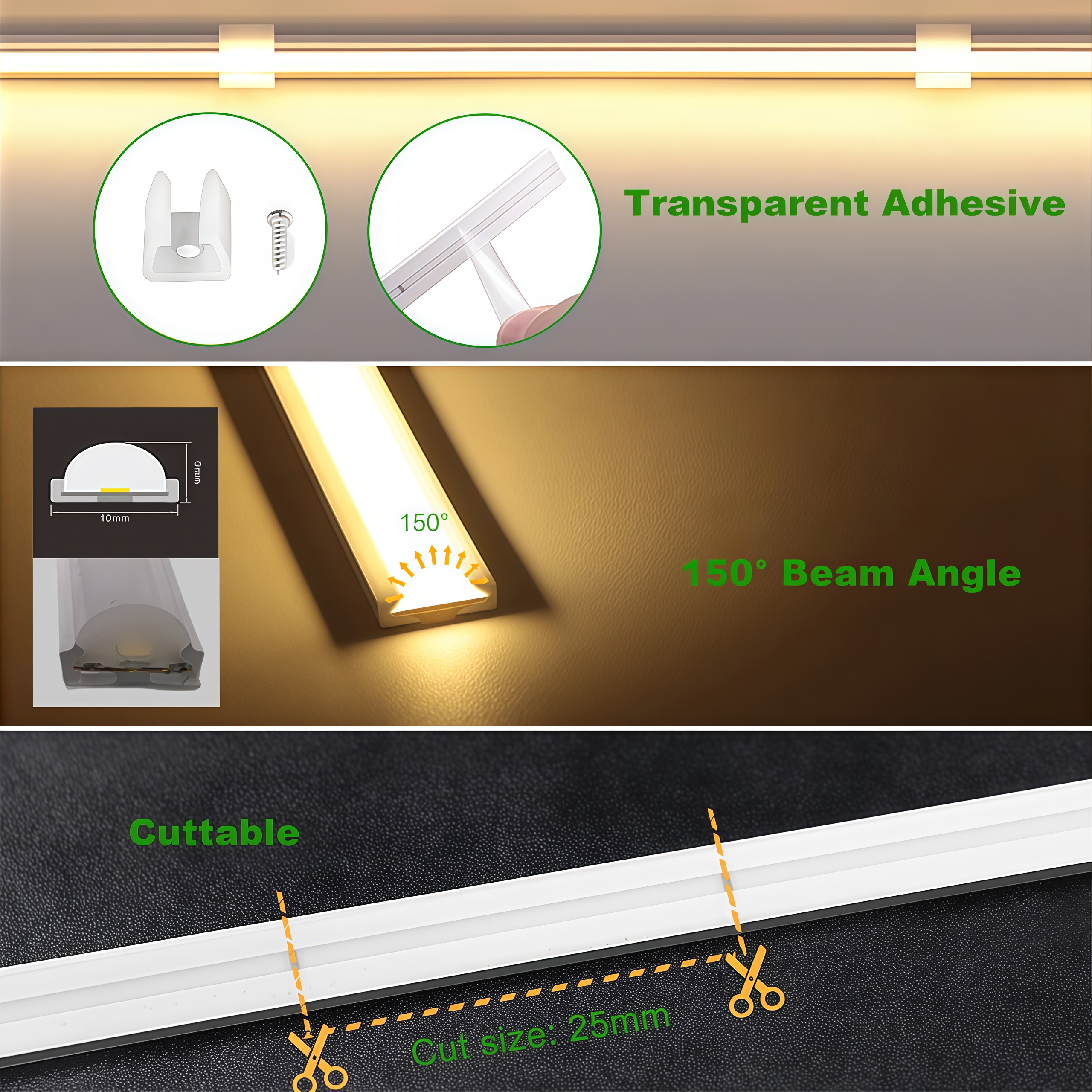 Kit de tira de luces LED de neón inteligente con atenuación táctil y sensor de movimiento manual 4
