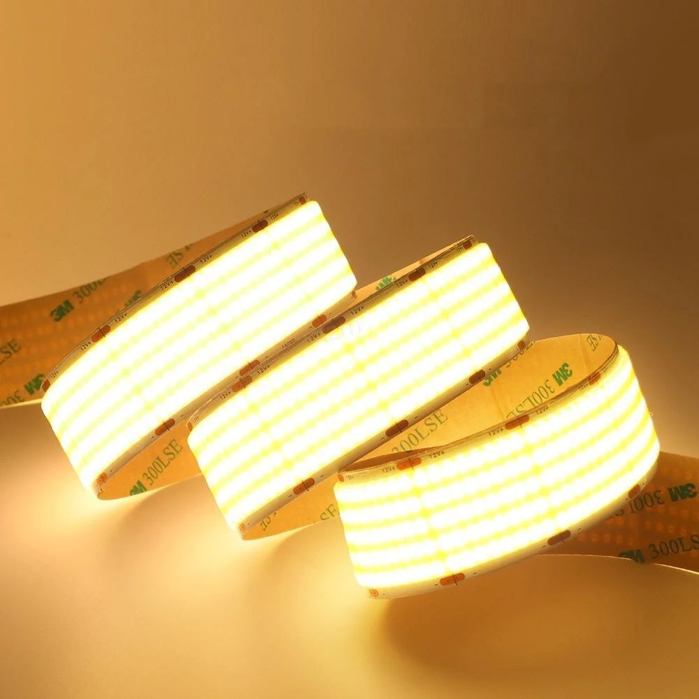 شريط LED COB فائق السطوع 1600 مصباح LED لكل متر تصميم بخمسة صفوف وسطح إضاءة عريض 1