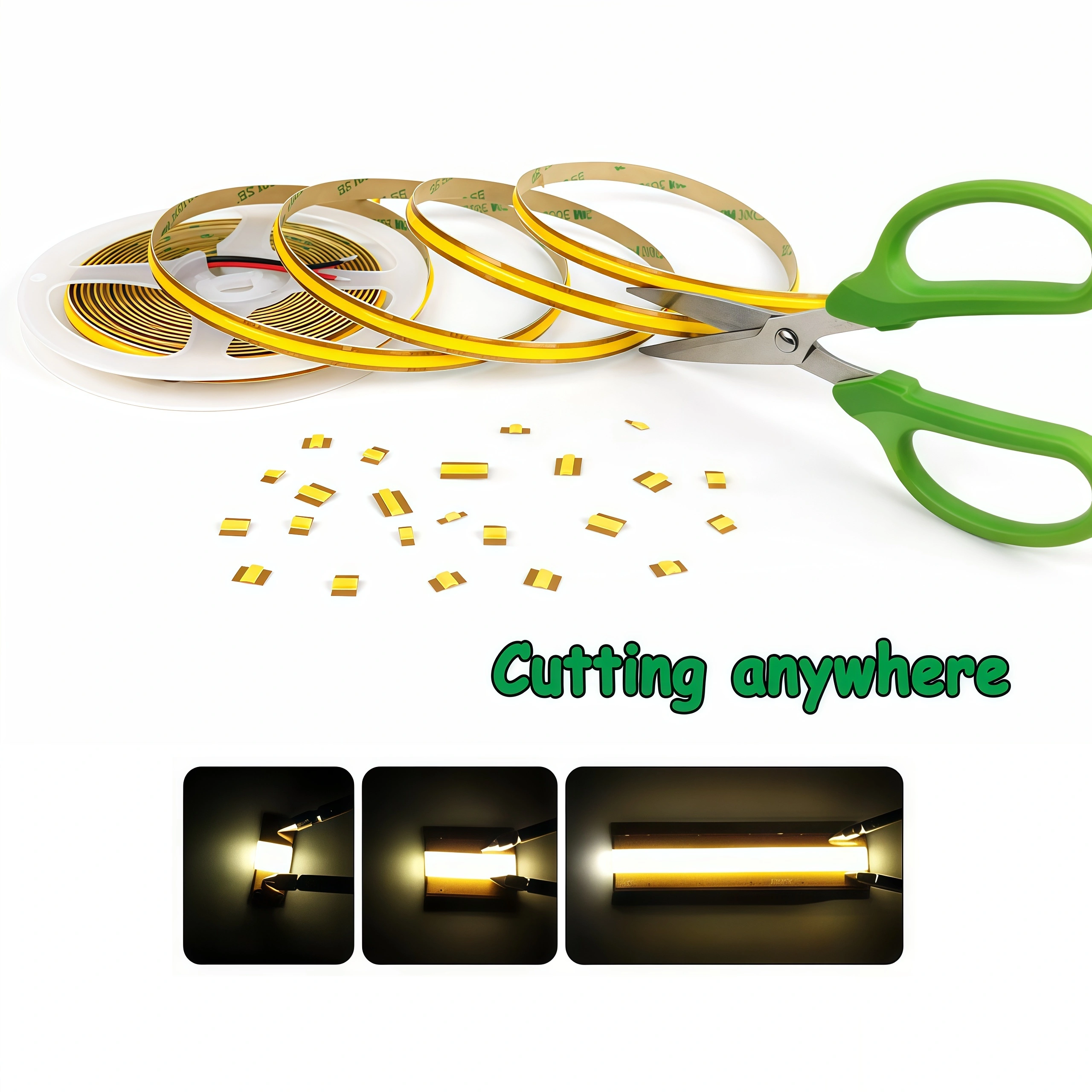 Светодиодная лента без точечного крепления, 12 В/24 В, гибкая COB-лента для внутреннего освещения. 1