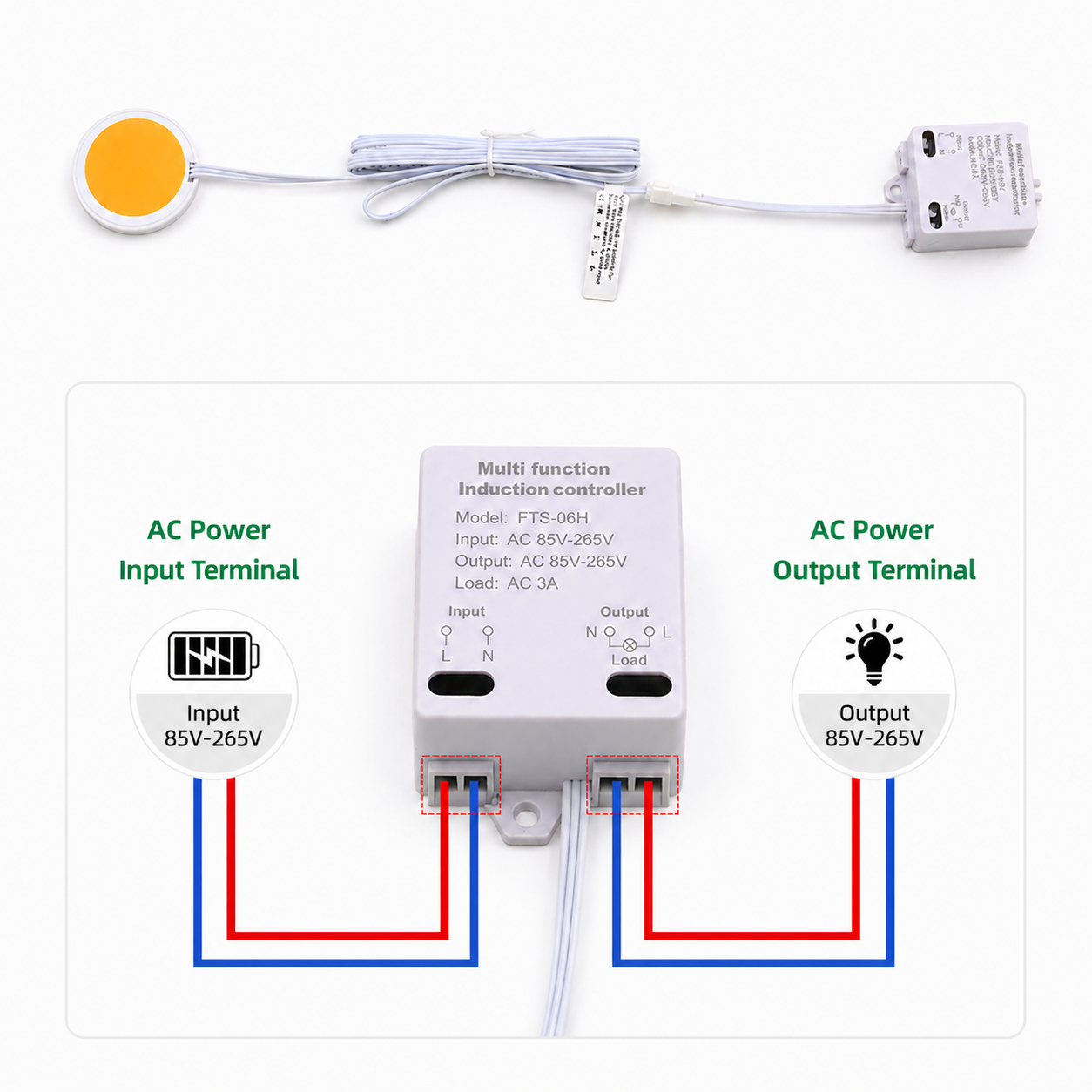 AC85 265V مستشعر خافت إضاءة LED يعمل باللمس لإضاءة الخزائن الخشبية والزجاجية والحجرية 4