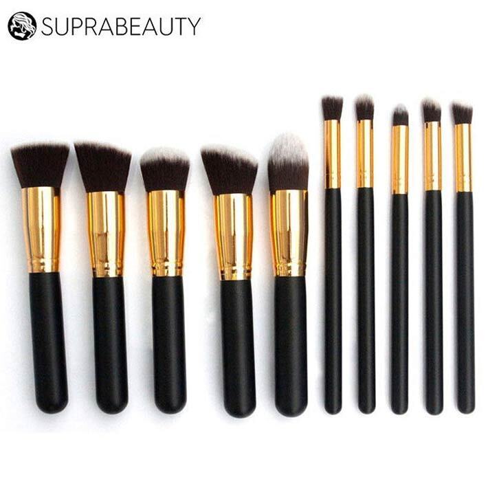 トラベルメイクアップブラシセット Suprabeauty ソフト人工毛ウッドハンドル 1