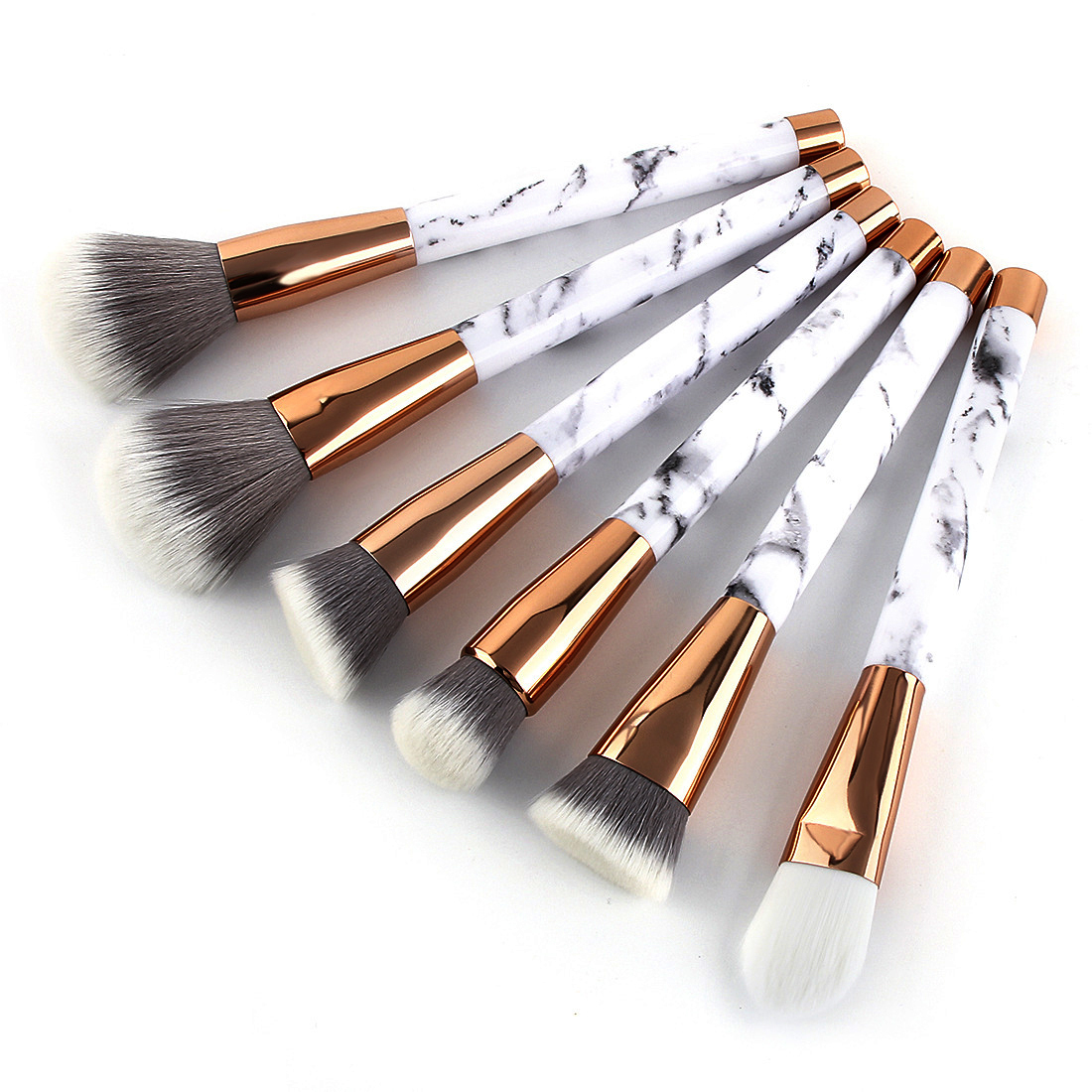 Set di pennelli cosmetici in marmo da 15 pezzi con kit per il trucco degli occhi con fard in polvere soffice e angolato 4