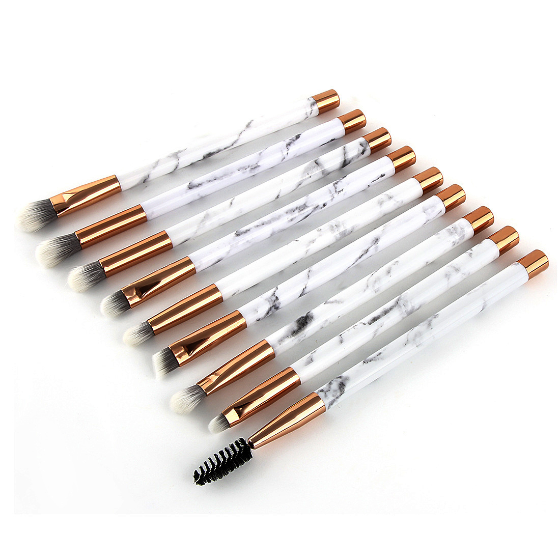 Set di pennelli cosmetici in marmo da 15 pezzi con kit per il trucco degli occhi con fard in polvere soffice e angolato 5