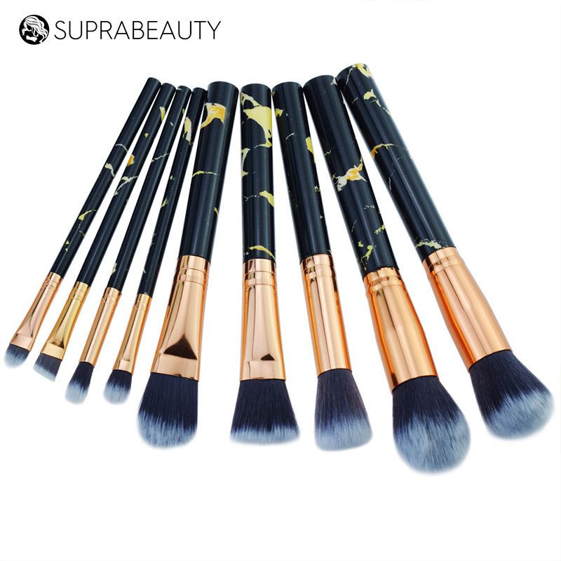 Maquillaje Kabuki Powder Face Holder Air Make Up Juego de brochas cosméticas de mármol negro 2