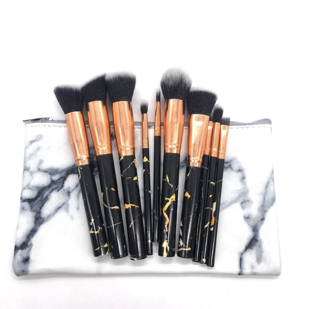Maquillaje Kabuki Powder Face Holder Air Make Up Juego de brochas cosméticas de mármol negro 1